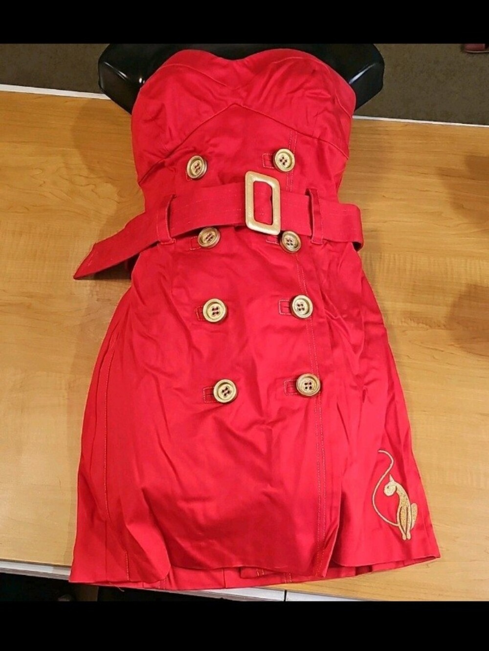 Rare Y2K Baby Phat Red Strapless Trench Minidress